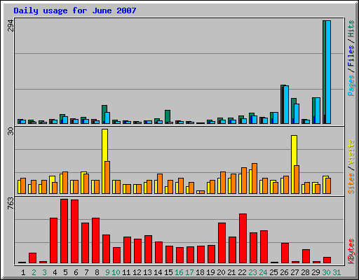 Daily usage for June 2007