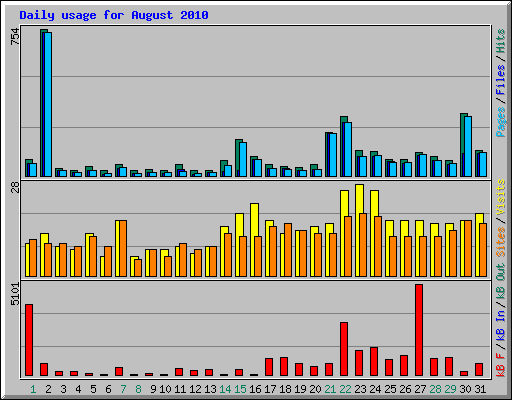 Daily usage for August 2010