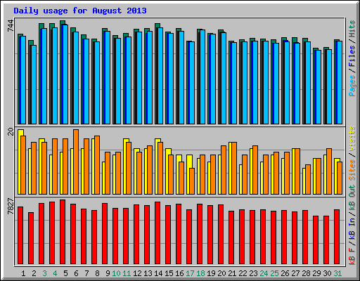 Daily usage for August 2013