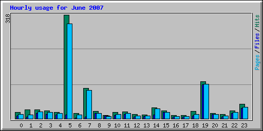 Hourly usage for June 2007