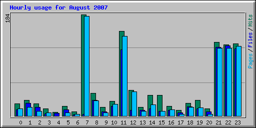 Hourly usage for August 2007
