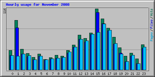 Hourly usage for November 2008