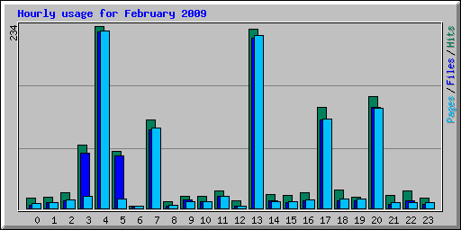 Hourly usage for February 2009
