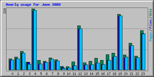 Hourly usage for June 2009