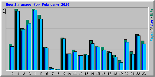 Hourly usage for February 2010
