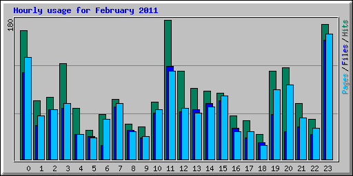 Hourly usage for February 2011