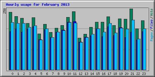 Hourly usage for February 2013